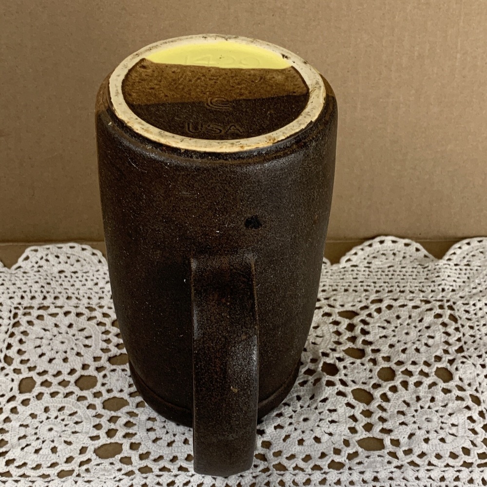 McCoy Pottery #1409 Pitcher Brown Yellow Glaze MCM USA Stoneware - Picture 7 of 8
